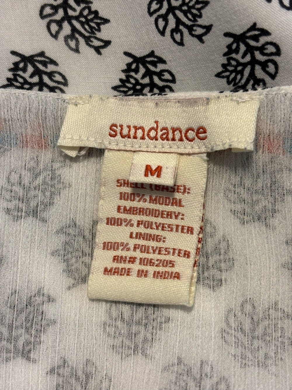 Sundance Embroidered Boho Blouse Medium Flowy Lined Top - Picture 12 of 16